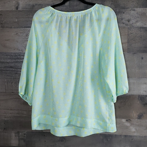 Loft sheer light mint green with yellow circles size L top - Picture 7 of 7